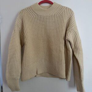 Everlane Cream Wool Cashmere Square Crew Sweater Size L